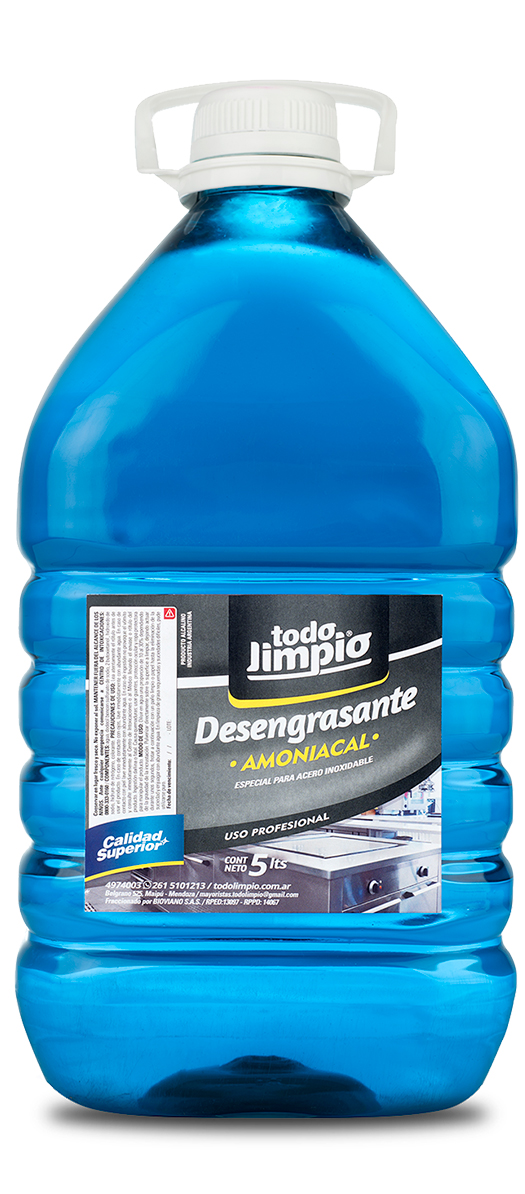 Desengrasante amoniacal p/ acero inoxidable (no caústico) x 5 litros